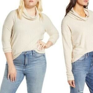 NWT BP Cozy Ribbed Stretch Pullover Sweater Turtleneck Neck X-Large Cream